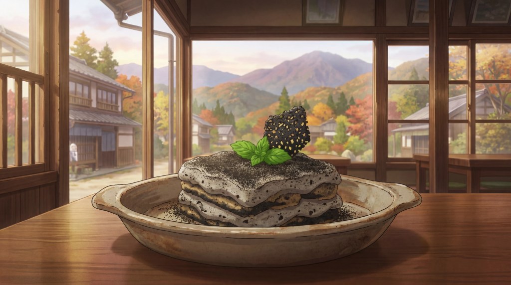 black sesame tiramisu ~ integrated gastronomy