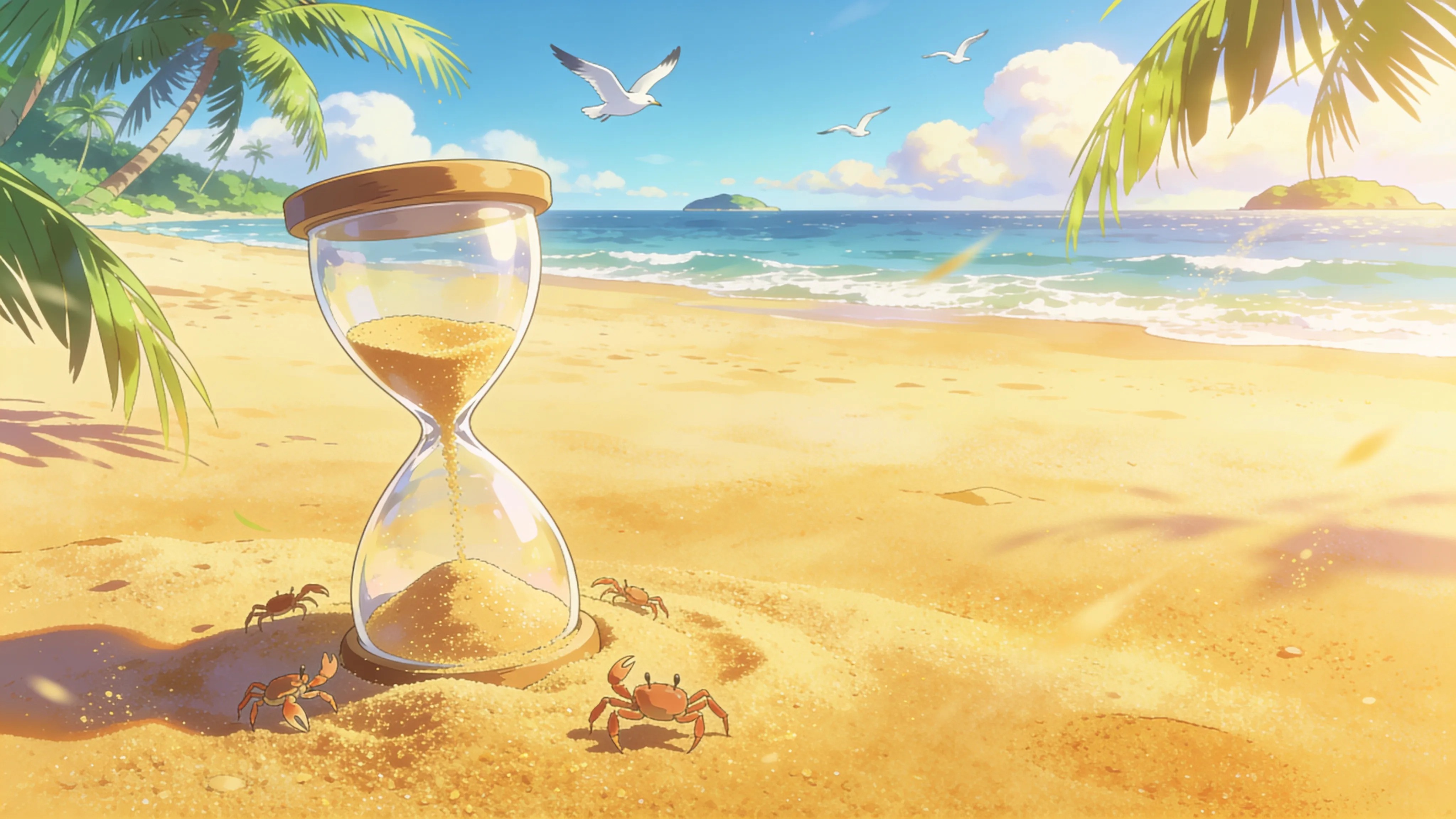 hour glass on sand at the beach