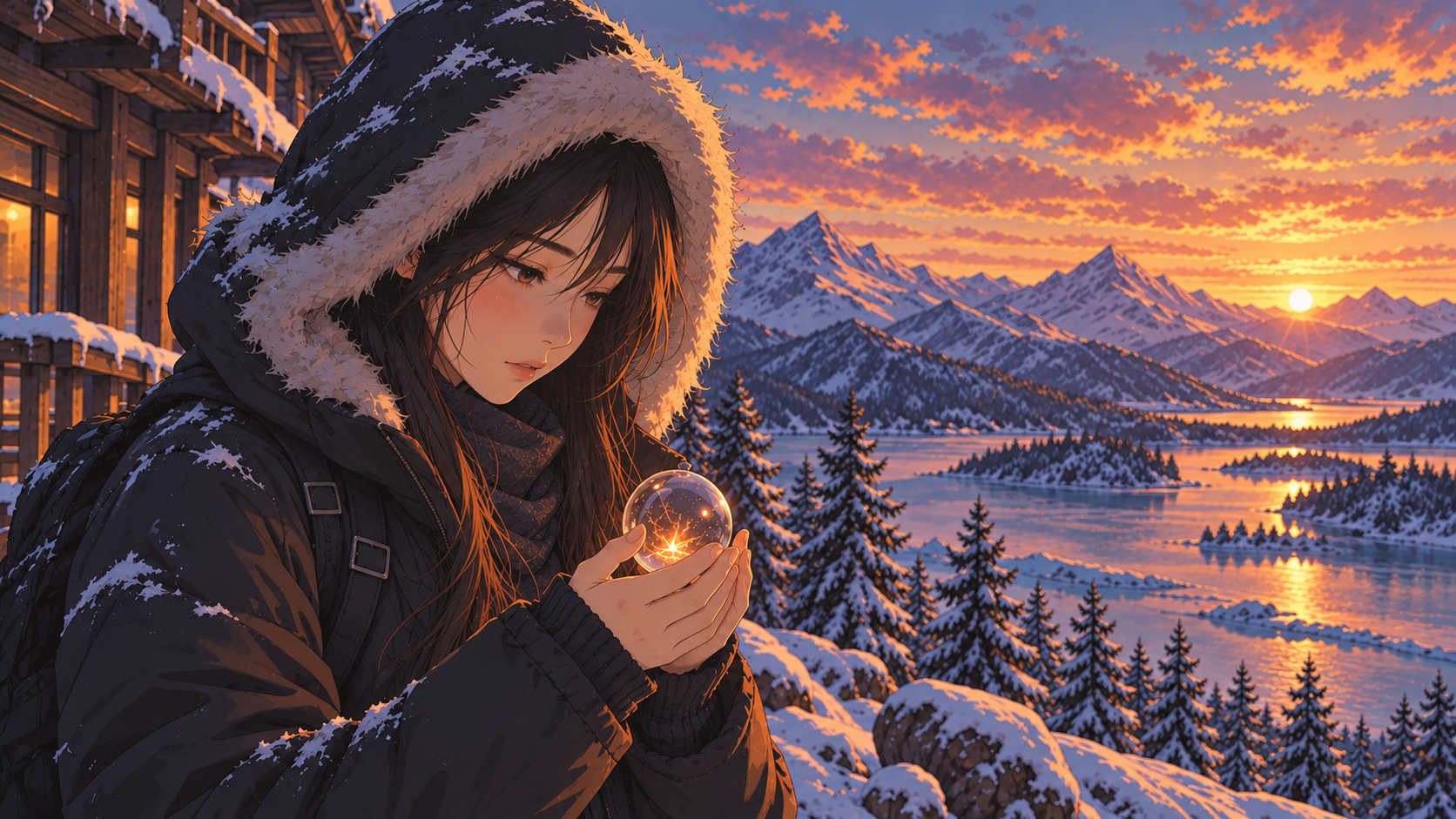 A woman in the winter