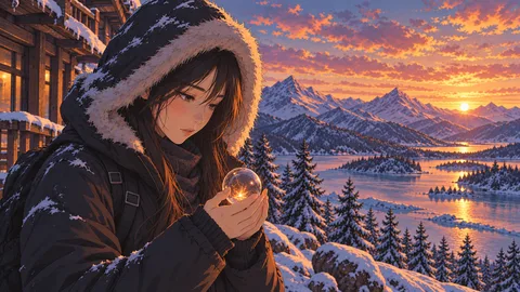 A woman in the winter