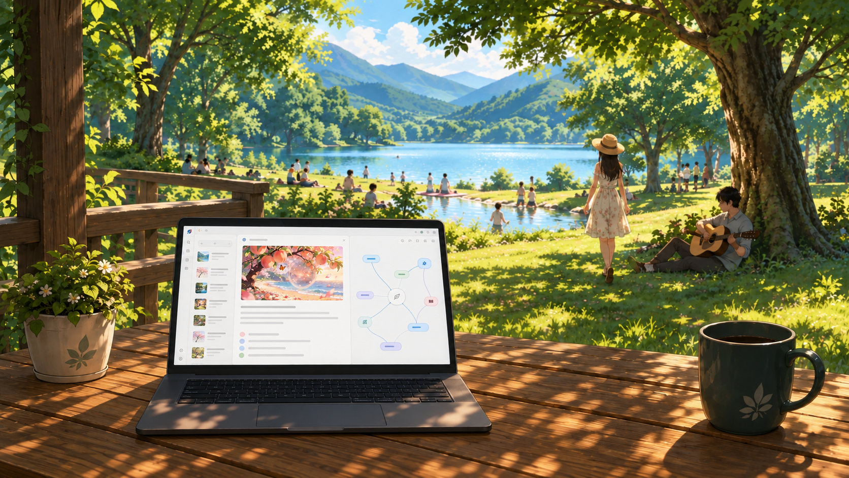  A laptop in nature. 